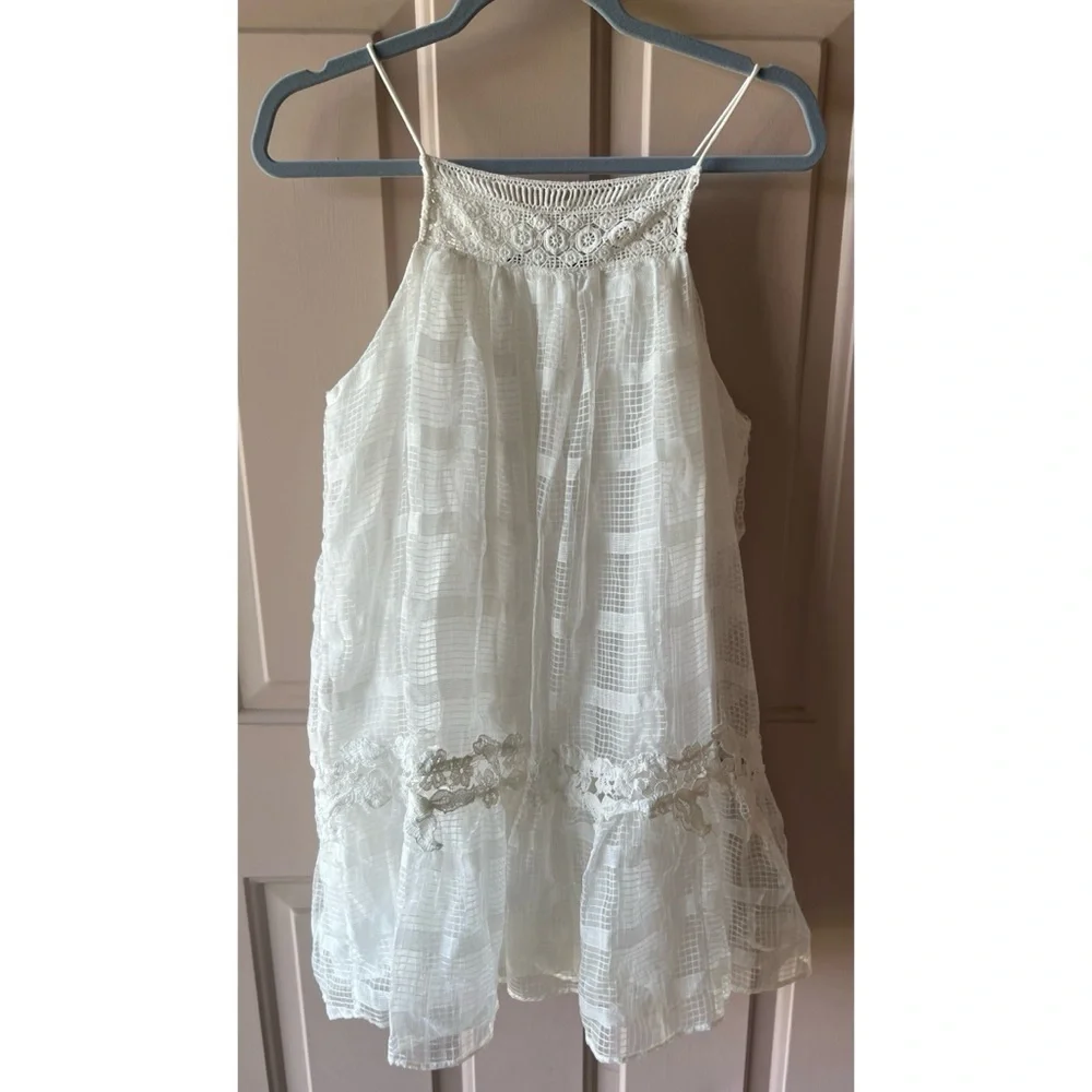 Zara Women's Off White Babydoll Tiered Lace Mini Dress NWT M #1071 - Picture 9 of 9